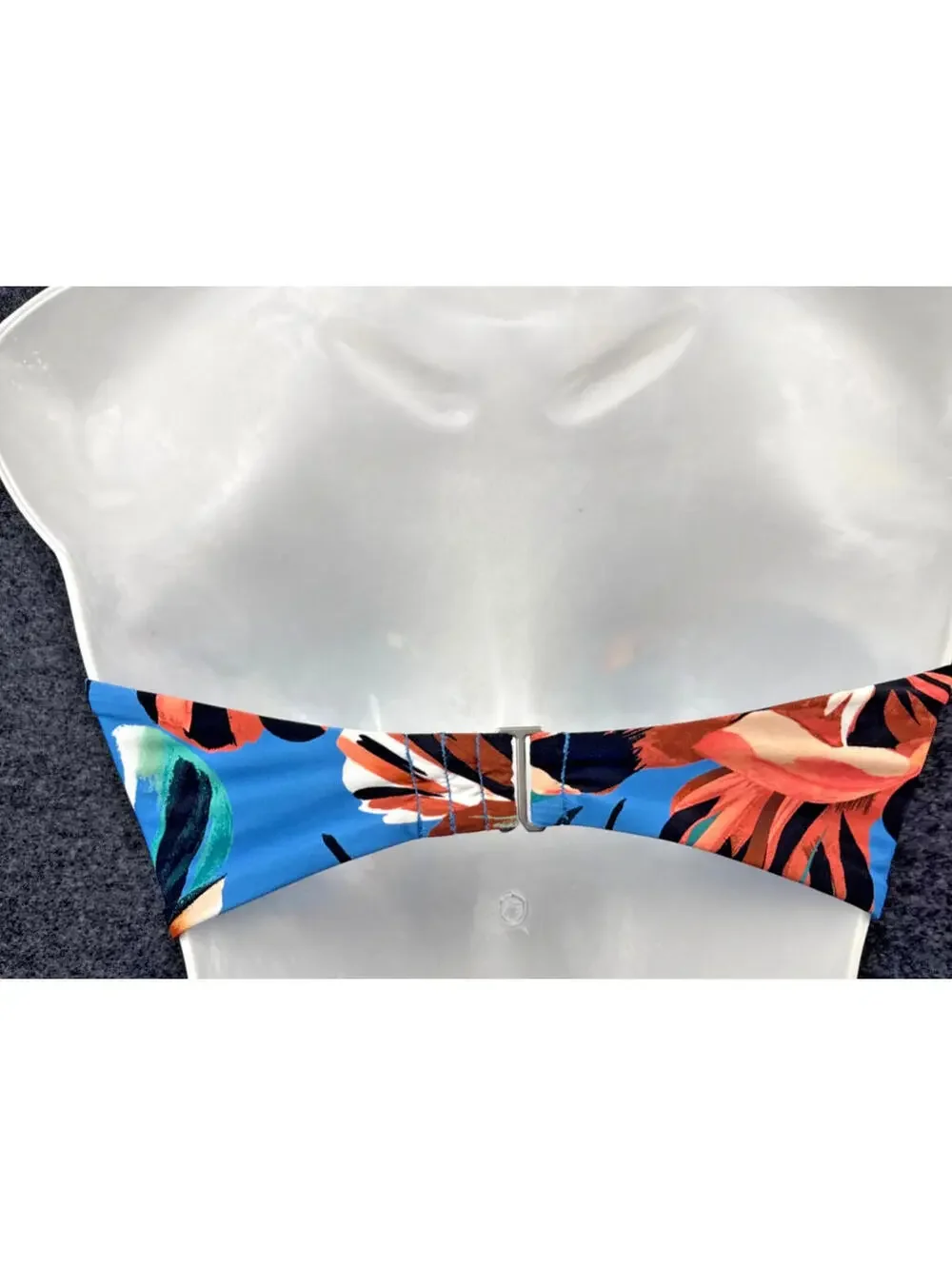 Calia Women's Small Bandeau Bikini Top Tropical Print Twist Front Strapless NWOT